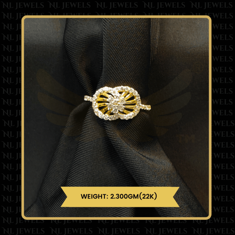 Radiant Glow Cubic Zirconia 22kt Gold Ring for Girls