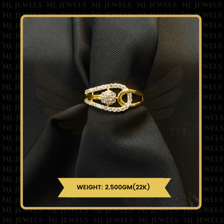 Dazzling Bloom Cubic Zirconia 22kt Gold Ring for Ladies