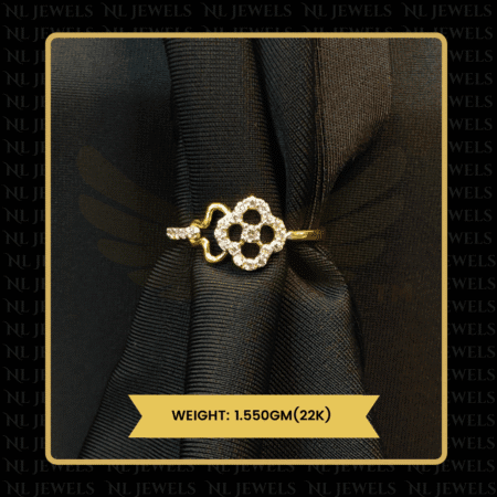 Pure Grace Cubic Zirconia 22kt Gold Ring for Girls