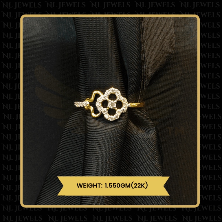 Pure Grace Cubic Zirconia 22kt Gold Ring for Girls