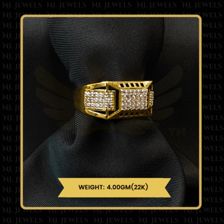 Regal Touch Cubic Zirconia 22kt Gold Ring for Gents