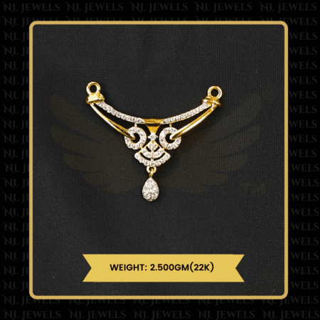 Radiant Glow Cubic Zirconia 22kt Gold Pendant for Girls