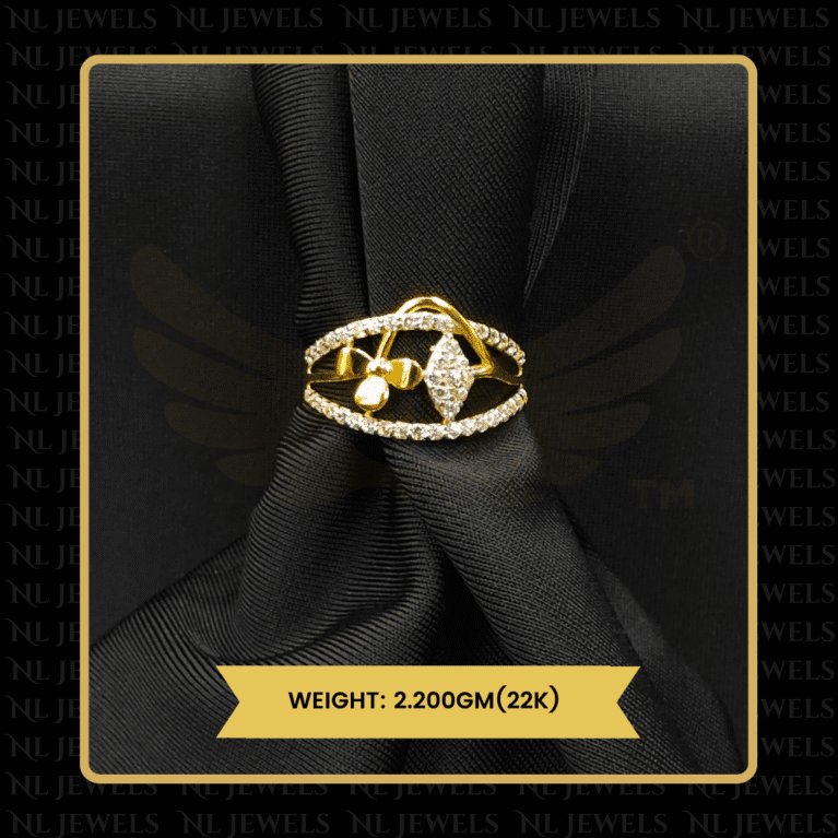 Lovely Grace Cubic Zirconia 22kt Gold Ring for Women