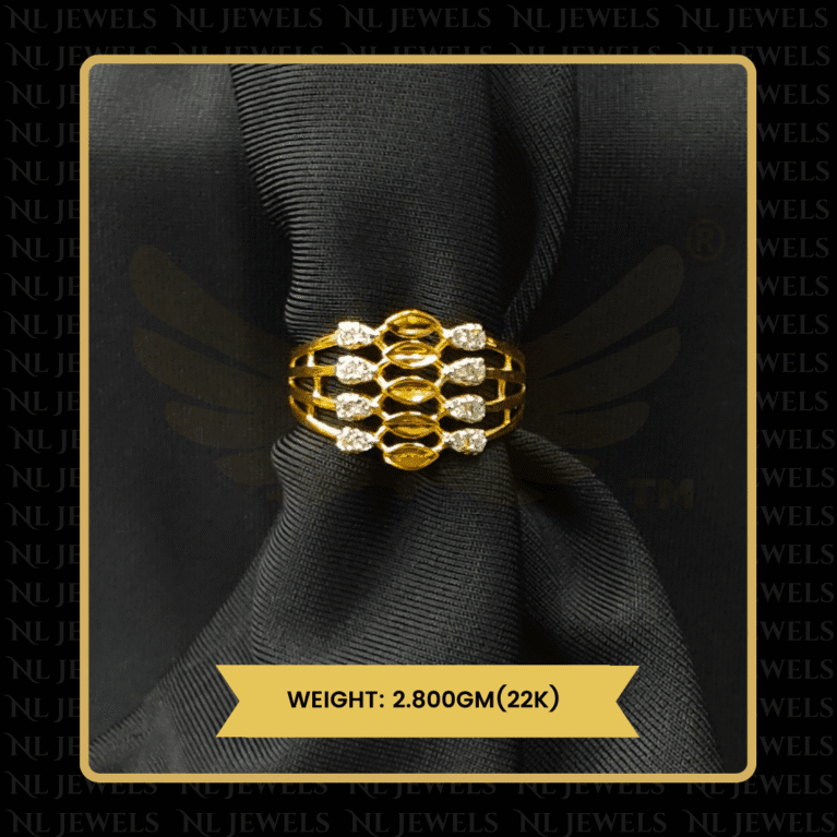 Shimmer Star Cubic Zirconia 22kt Gold Ring for Girls