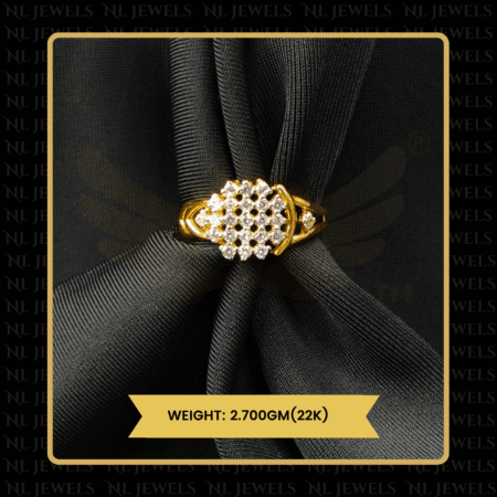 Bright Blossom Cubic Zirconia 22kt Gold Ring for Girls