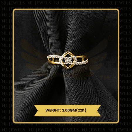 Delight Spark Cubic Zirconia 22kt Gold Ring for Women