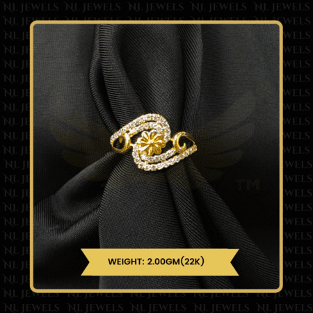 Pretty Shine Cubic Zirconia 22kt Gold Ring for Girls