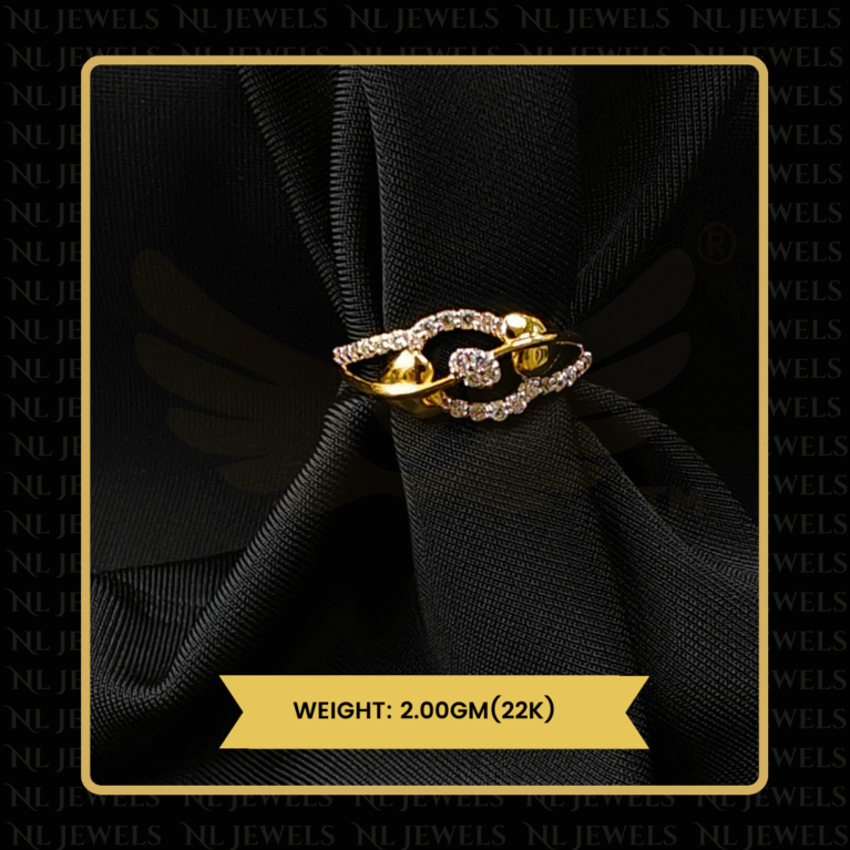 Golden Star Cubic Zirconia 22kt Gold Ring for Girls