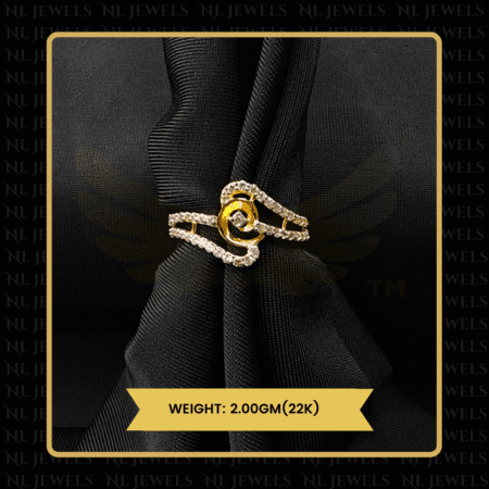 Shiny Petal Cubic Zirconia 22kt Gold Ring for Girls