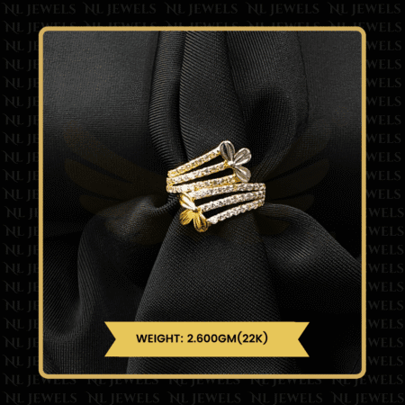 Radiant Spark Cubic Zirconia 22kt Gold Ring for Women