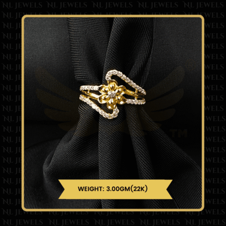 Delicate Shine Cubic Zirconia 22kt Gold Ring for Girls