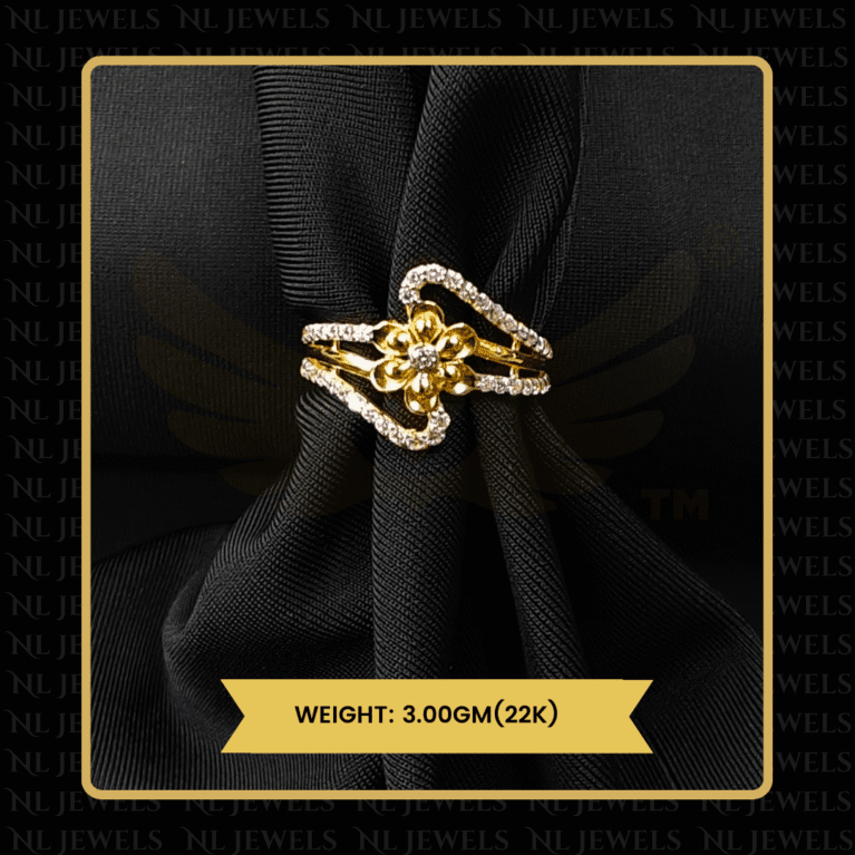 Delicate Shine Cubic Zirconia 22kt Gold Ring for Girls