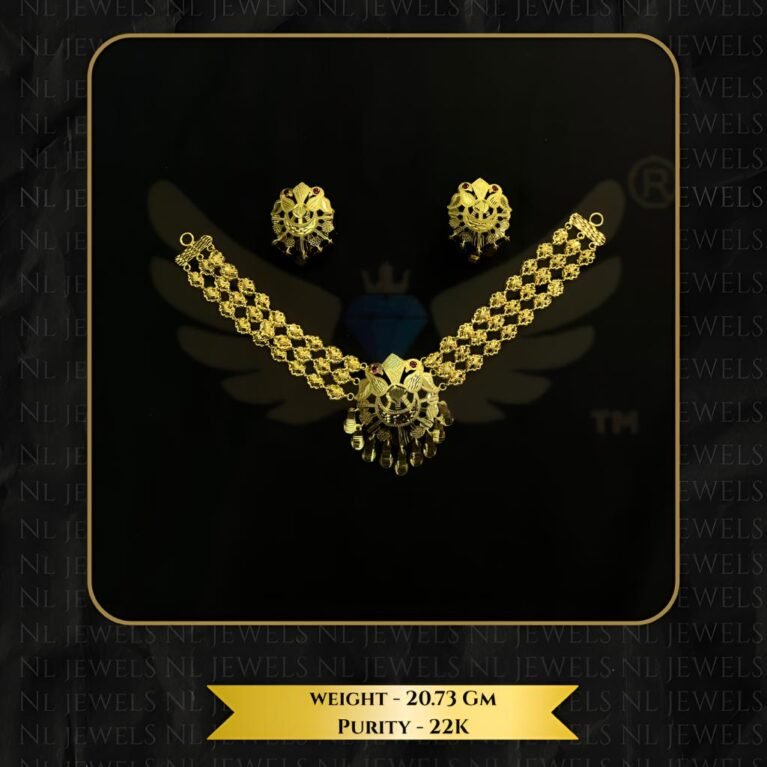 Luxury Punjabi Laser Cut Gold-Plated Necklace Set